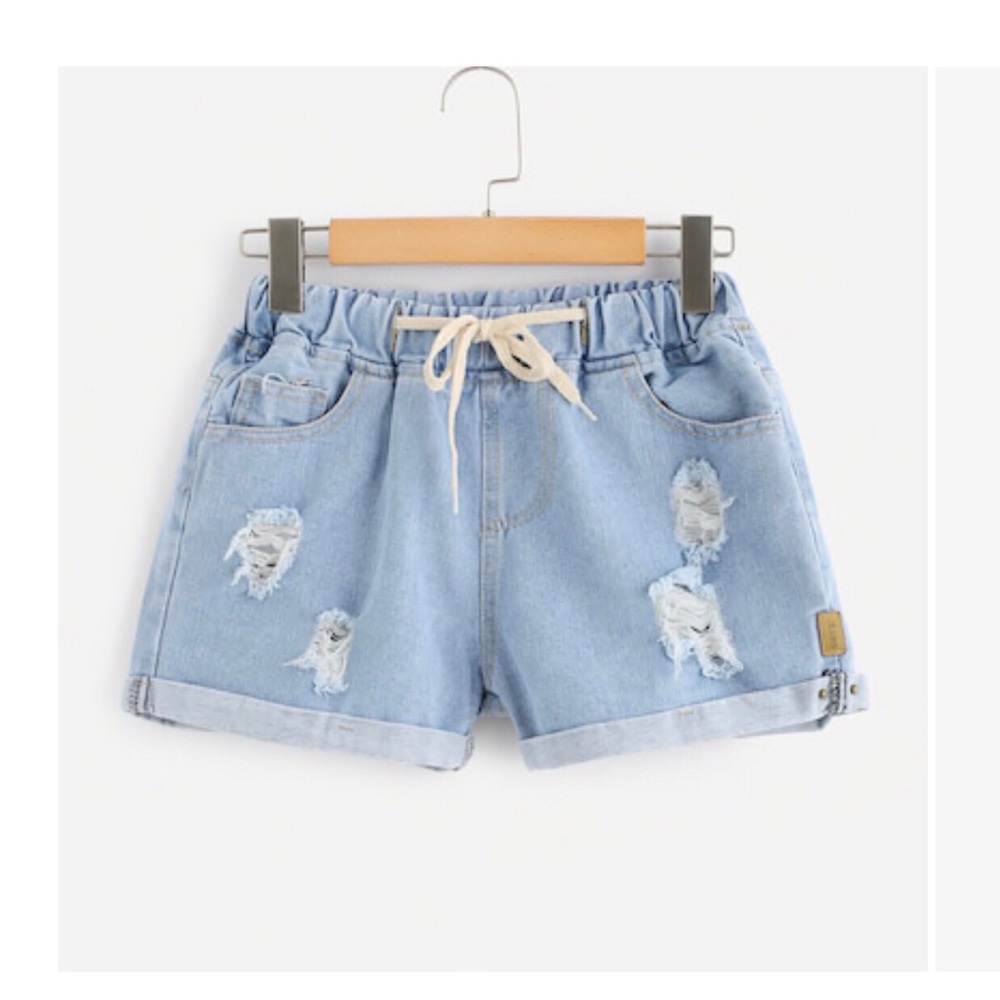 Draw string jean shorts